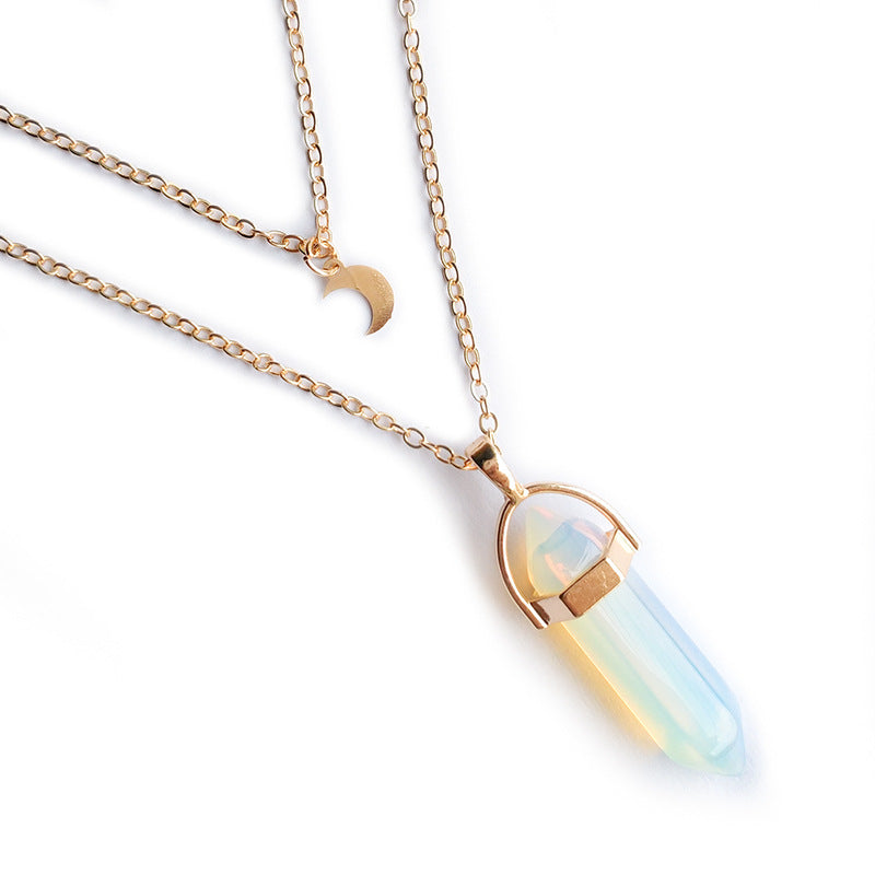 Web Based Moon Hexagonal Column Pendant