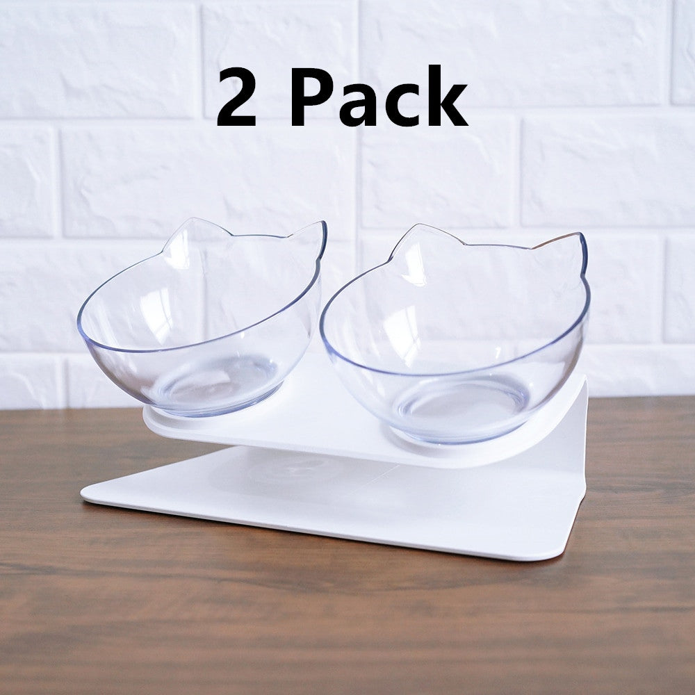Web Based Cat Double Bowl Cat Food Bowl Protects Cervical Vertebra