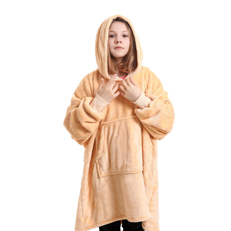 Web Based Hooded Pullover Sweater Women's Fall Winter Cold Protection And Warm Pajamas TV Blanket
