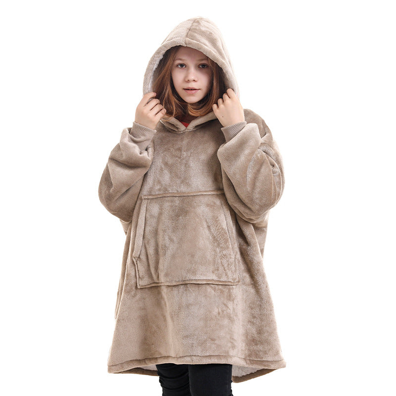 Web Based Hooded Pullover Sweater Women's Fall Winter Cold Protection And Warm Pajamas TV Blanket