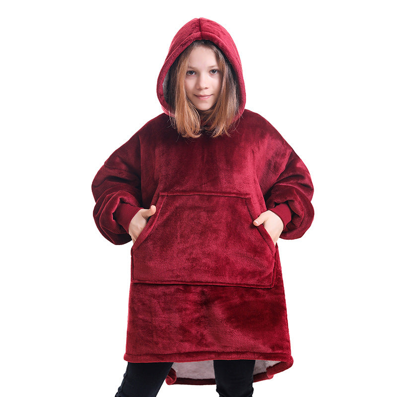 Web Based Hooded Pullover Sweater Women's Fall Winter Cold Protection And Warm Pajamas TV Blanket