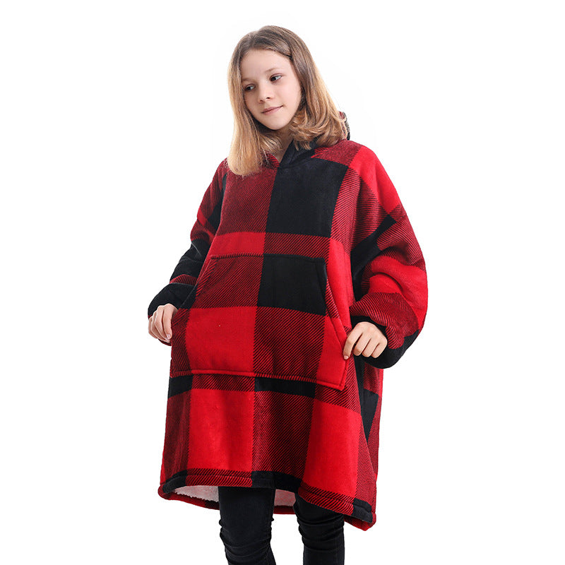 Web Based Hooded Pullover Sweater Women's Fall Winter Cold Protection And Warm Pajamas TV Blanket