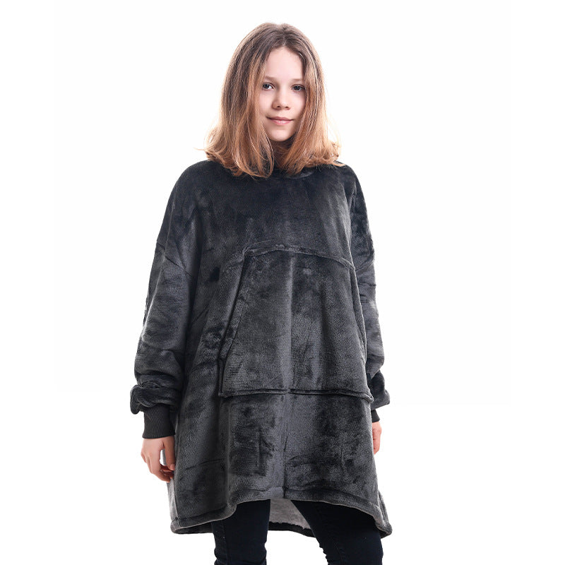 Web Based Hooded Pullover Sweater Women's Fall Winter Cold Protection And Warm Pajamas TV Blanket