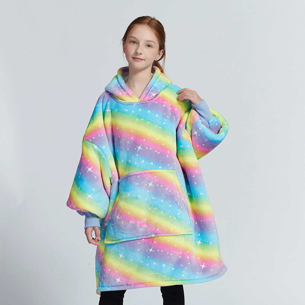 Web Based Hooded Pullover Sweater Women's Fall Winter Cold Protection And Warm Pajamas TV Blanket