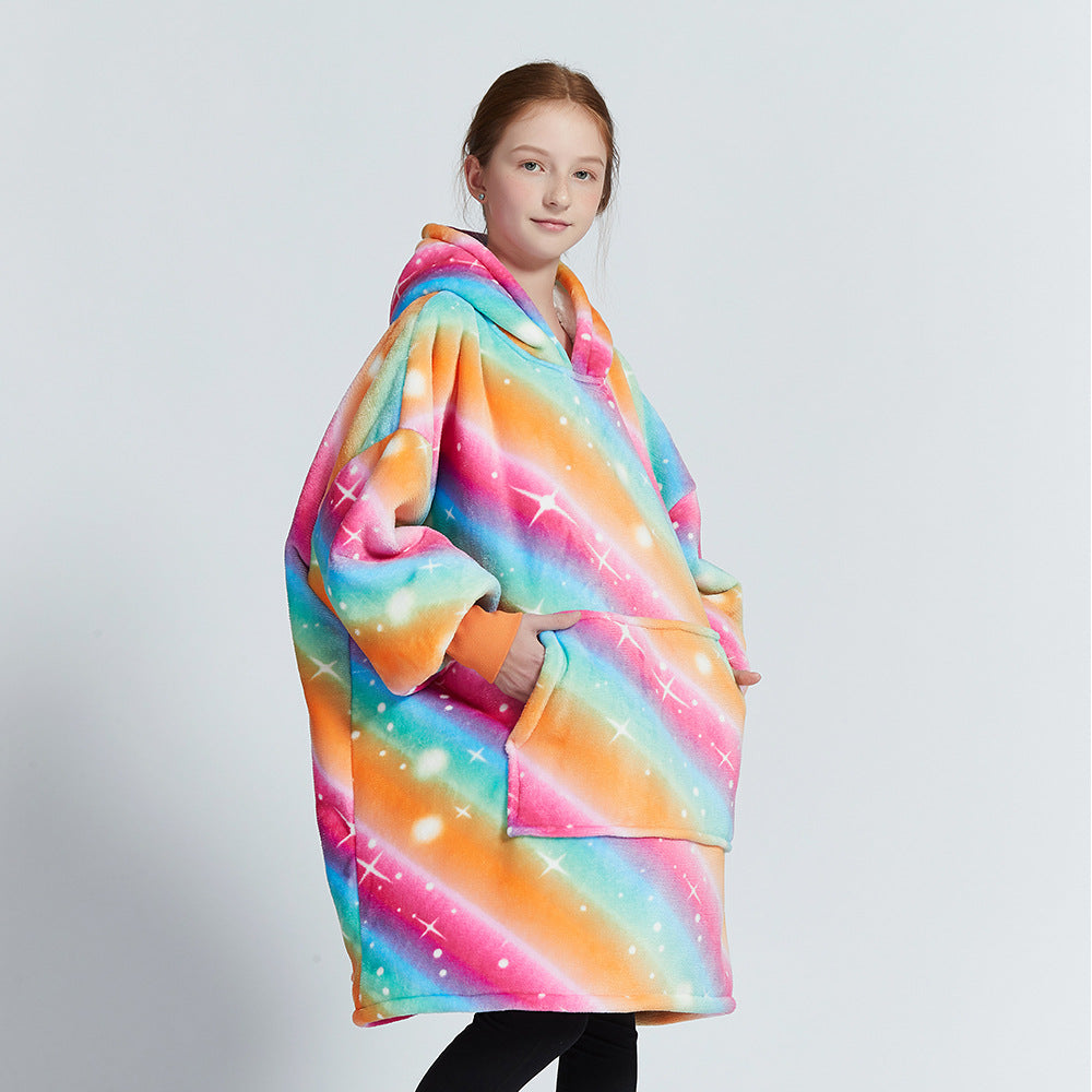 Web Based Hooded Pullover Sweater Women's Fall Winter Cold Protection And Warm Pajamas TV Blanket