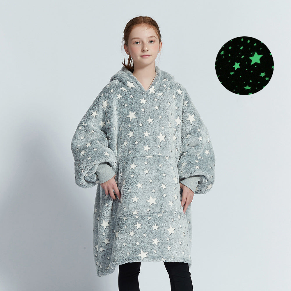Web Based Hooded Pullover Sweater Women's Fall Winter Cold Protection And Warm Pajamas TV Blanket