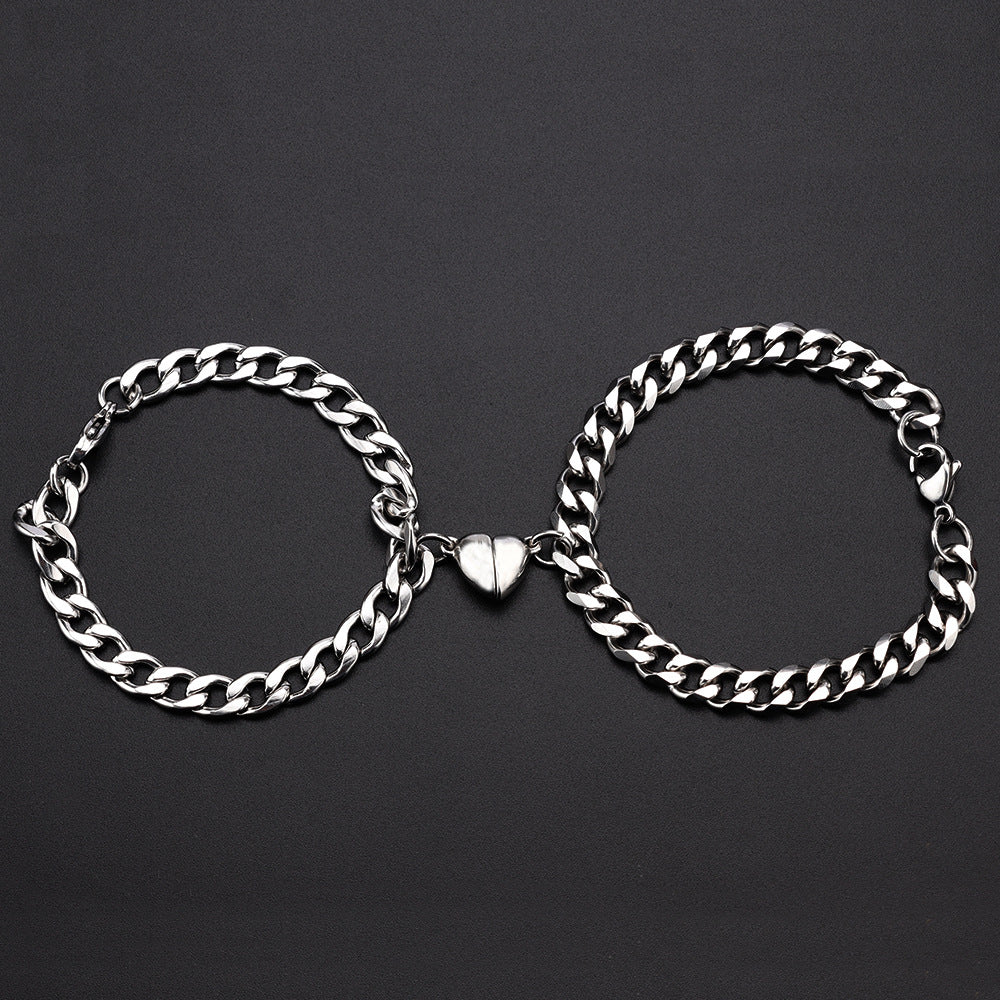 Web Based Love Magnet Attracts a Pair Of Male And Female Couple Bracelets