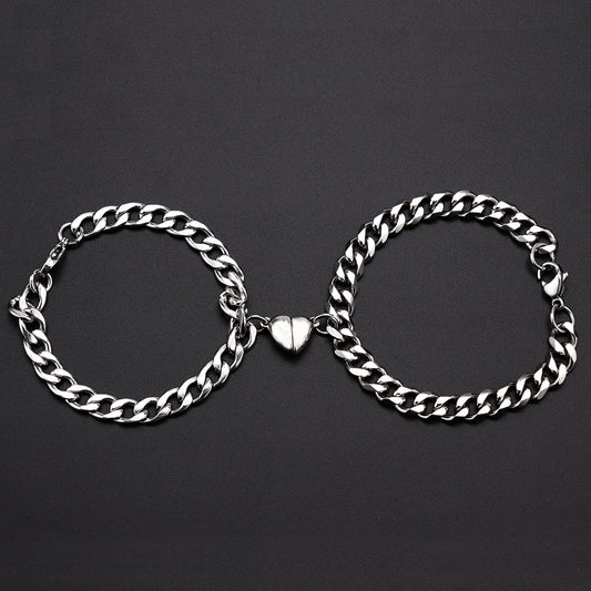 Web Based Love Magnet Attracts a Pair Of Male And Female Couple Bracelets