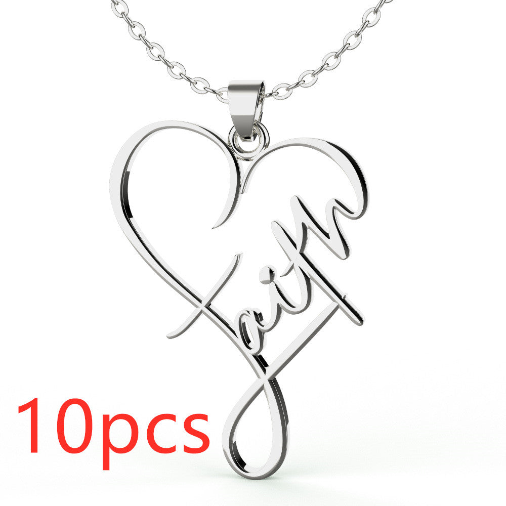 Web Based European And American Necklace Heart Of Faith Pendant