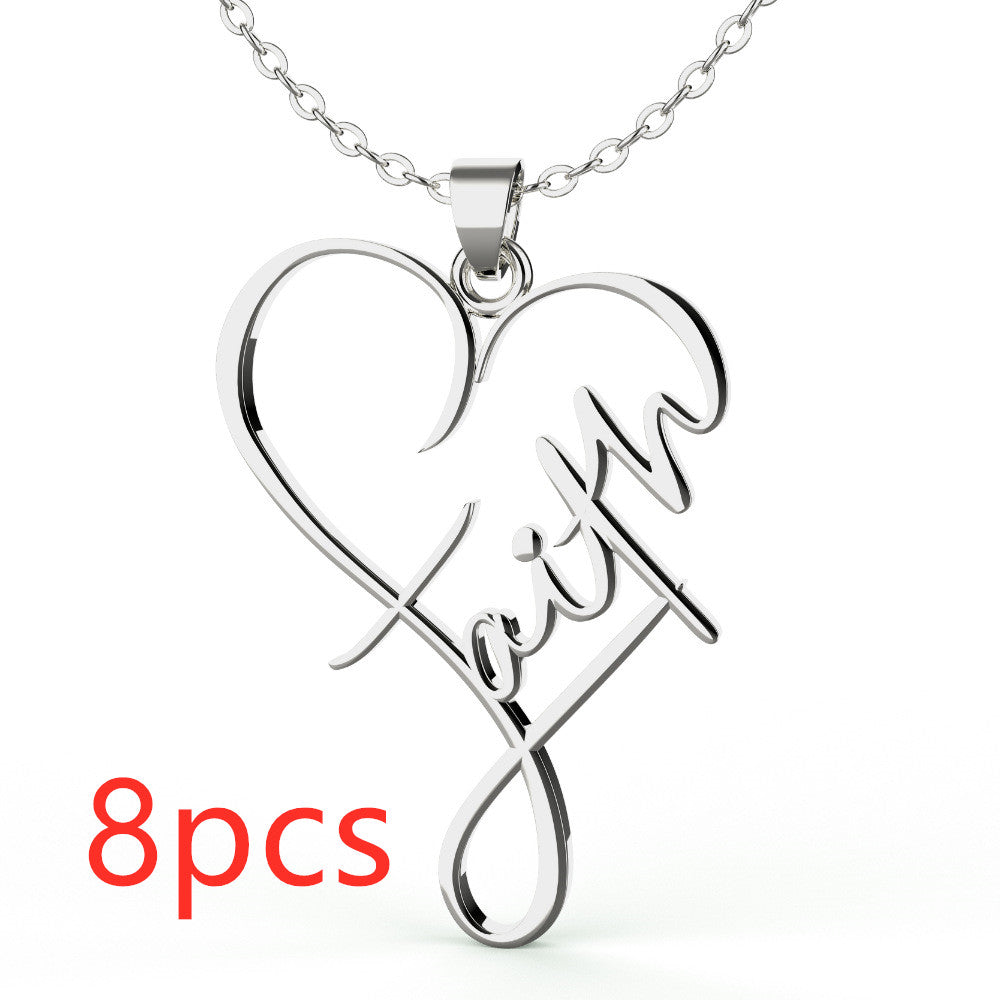 Web Based European And American Necklace Heart Of Faith Pendant