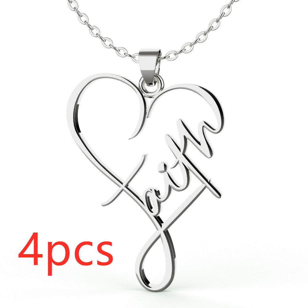 Web Based European And American Necklace Heart Of Faith Pendant