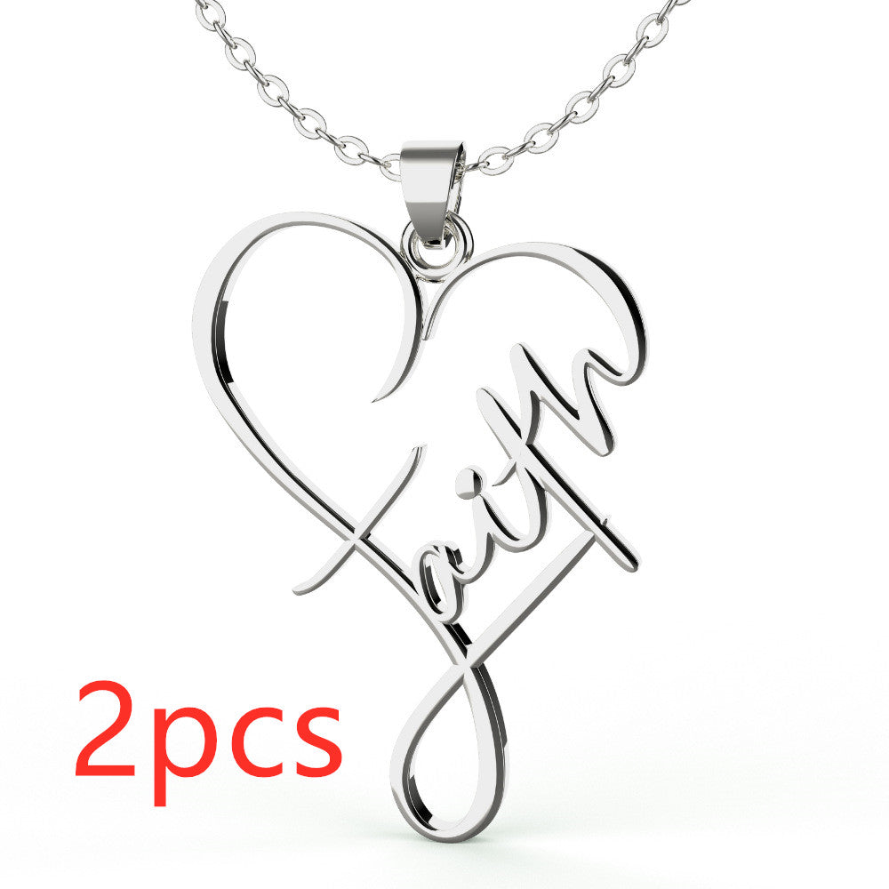 Web Based European And American Necklace Heart Of Faith Pendant