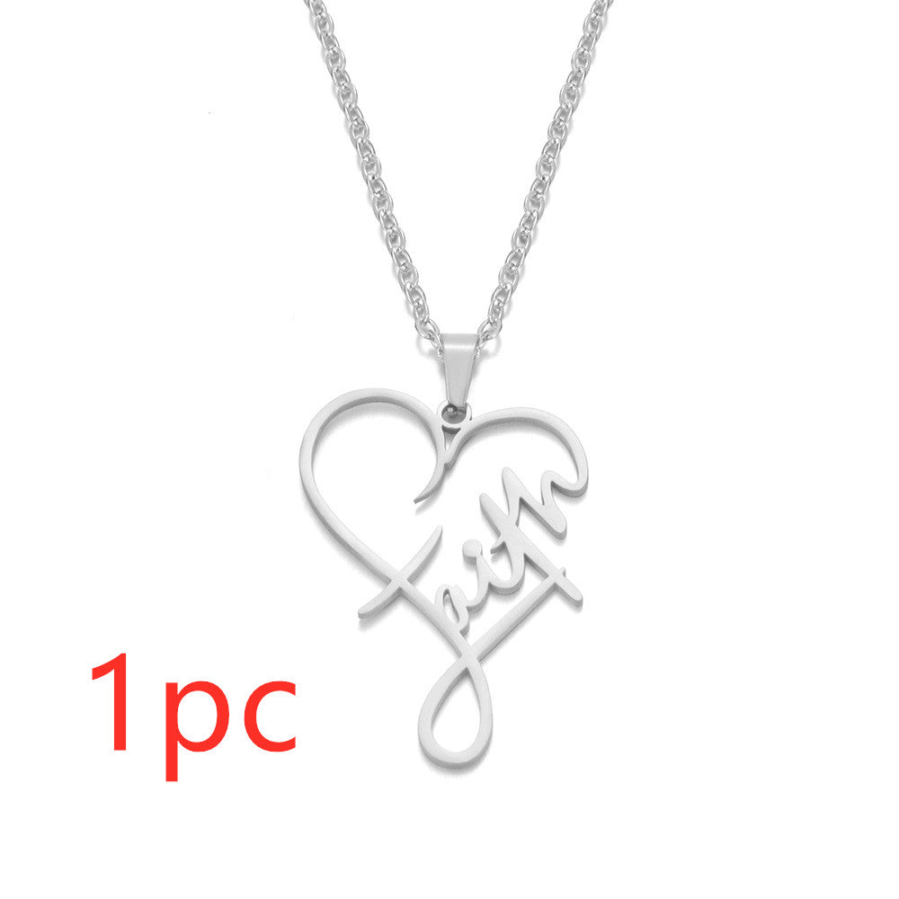 Web Based European And American Necklace Heart Of Faith Pendant