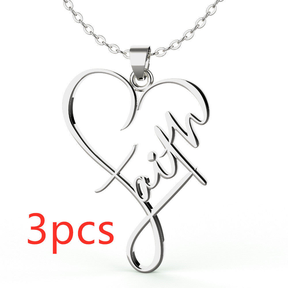 Web Based European And American Necklace Heart Of Faith Pendant