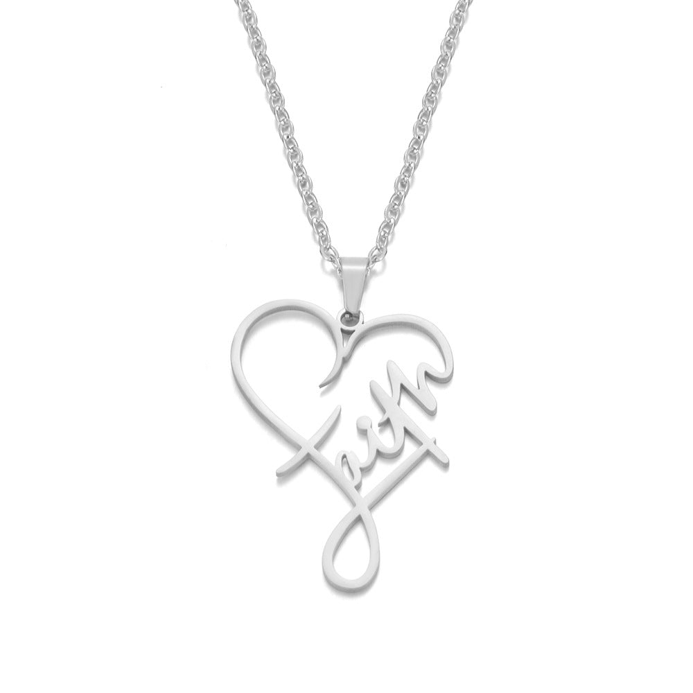Web Based European And American Necklace Heart Of Faith Pendant