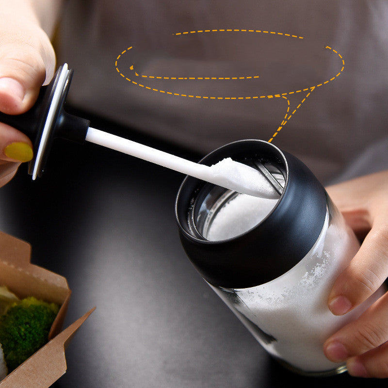 Web Based Kitchen Spice Glass Seasoning Jar with Spoon and Lid 250M