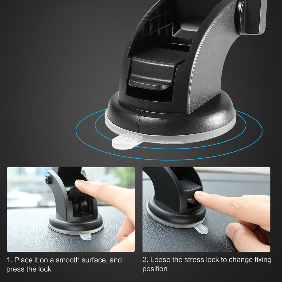 Web Based Car Phone Holder Long Rod Telescopic Car Dashboard Suction Cup Type