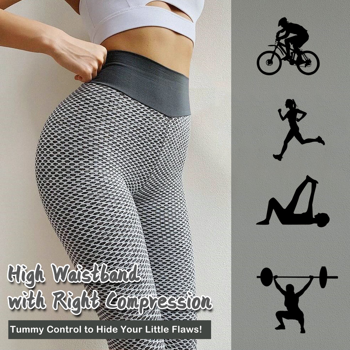 Web Based TIK Tok Leggings Women Butt Lifting Workout Tights Plus Size Sports High Waist Yoga Pants Light Grey
