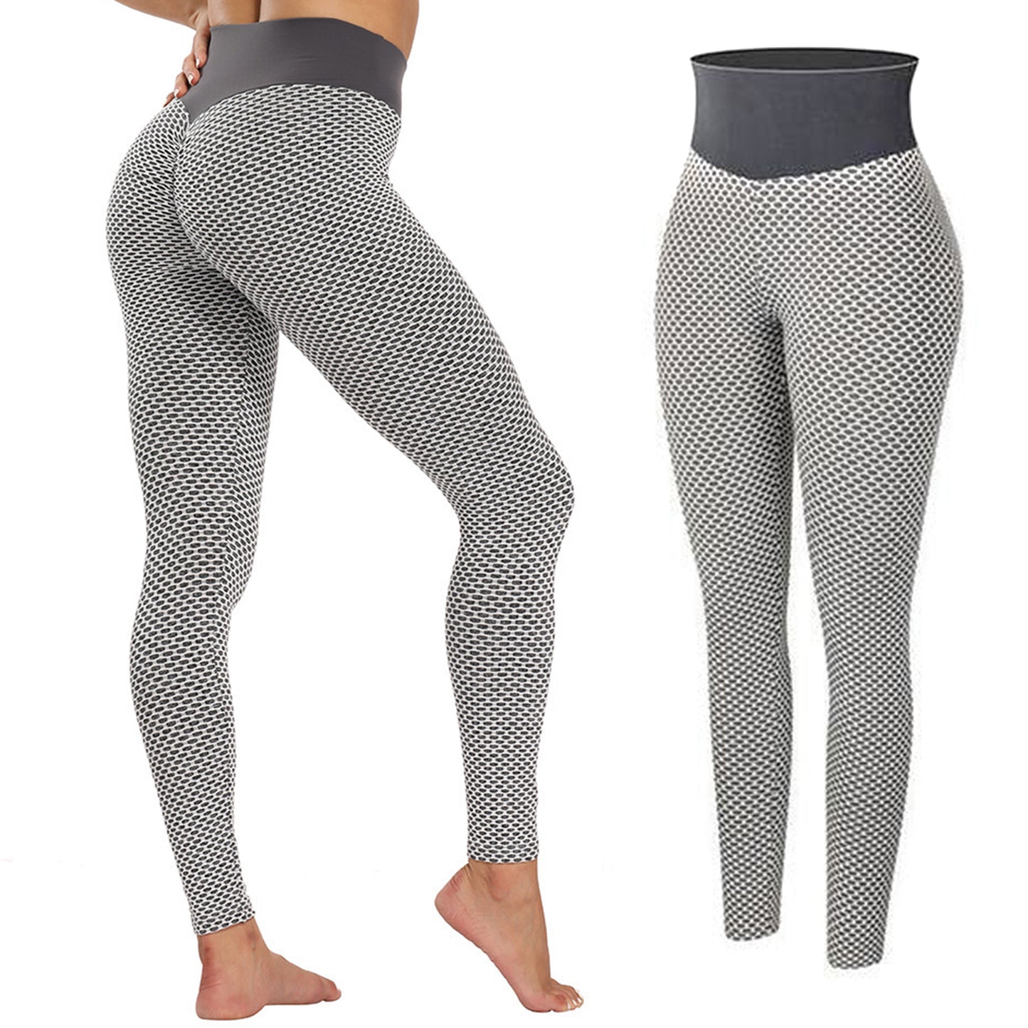 Web Based TIK Tok Leggings Women Butt Lifting Workout Tights Plus Size Sports High Waist Yoga Pants Light Grey
