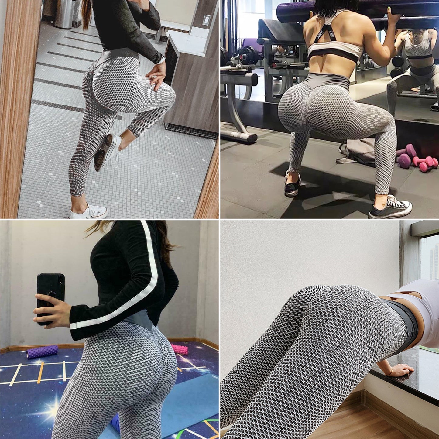 Web Based TIK Tok Leggings Women Butt Lifting Workout Tights Plus Size Sports High Waist Yoga Pants Light Grey