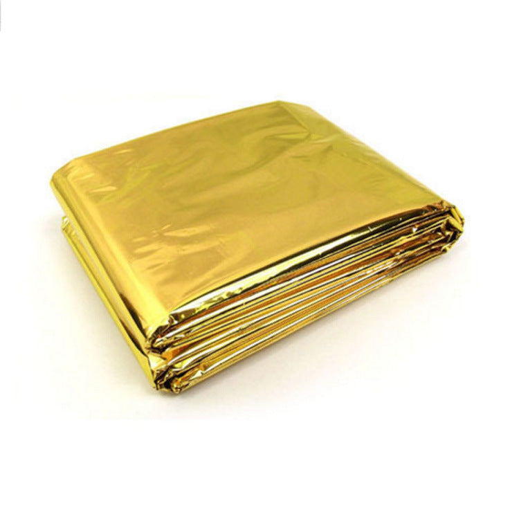 Web Based Human Body Hypothermia Lifesaving Emergency Blanket In Outdoor Field