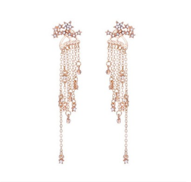 WebBased Shining Star Tassel Earrings Back Hanging Exquisite Earrings