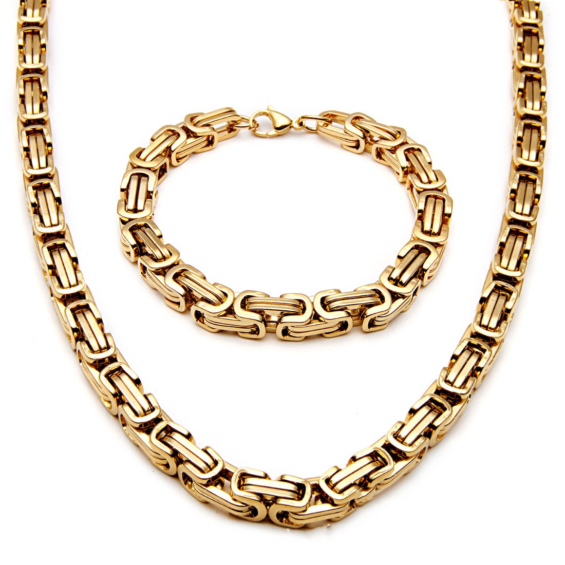 Web Based Men's stainless steel necklace and bracelet set