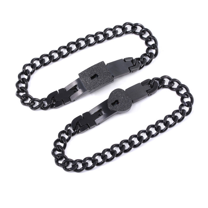 Web Based Fashion Jewelry Titanium Steel Couple Love Lock, Bracelet, Key Set, Necklace