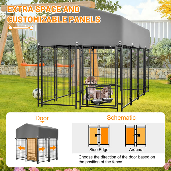 Web Based Outdoor Dog Kennel 4.23'x3.83'x4.83' With Roof, Heavy Duty Welded Wire Crate, All-Weather Protection & Safe Lock Design For Dogs And Pets