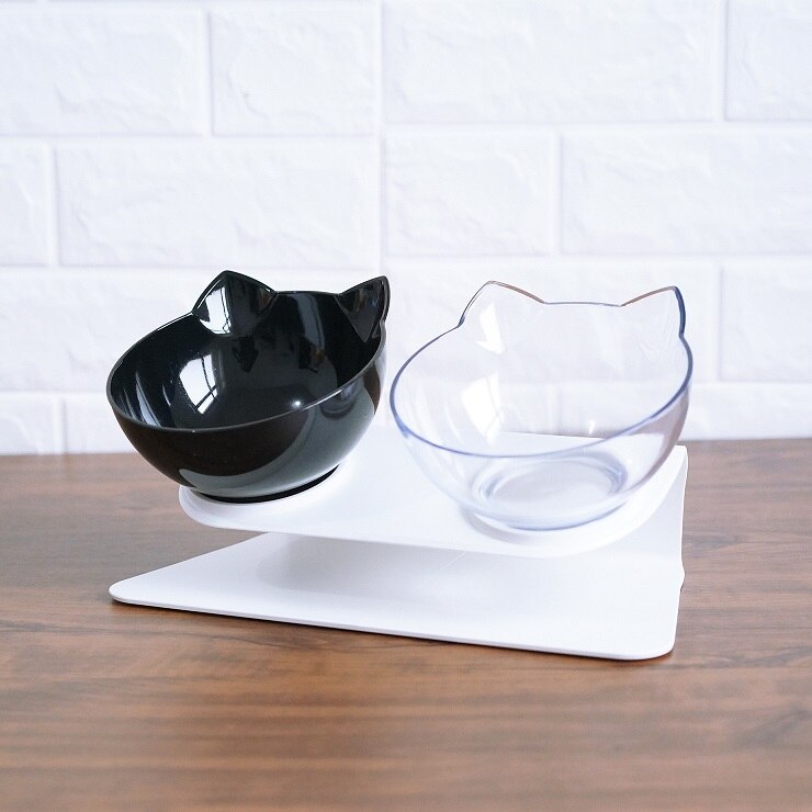 Web Based Cat Double Bowl Cat Food Bowl Protects Cervical Vertebra