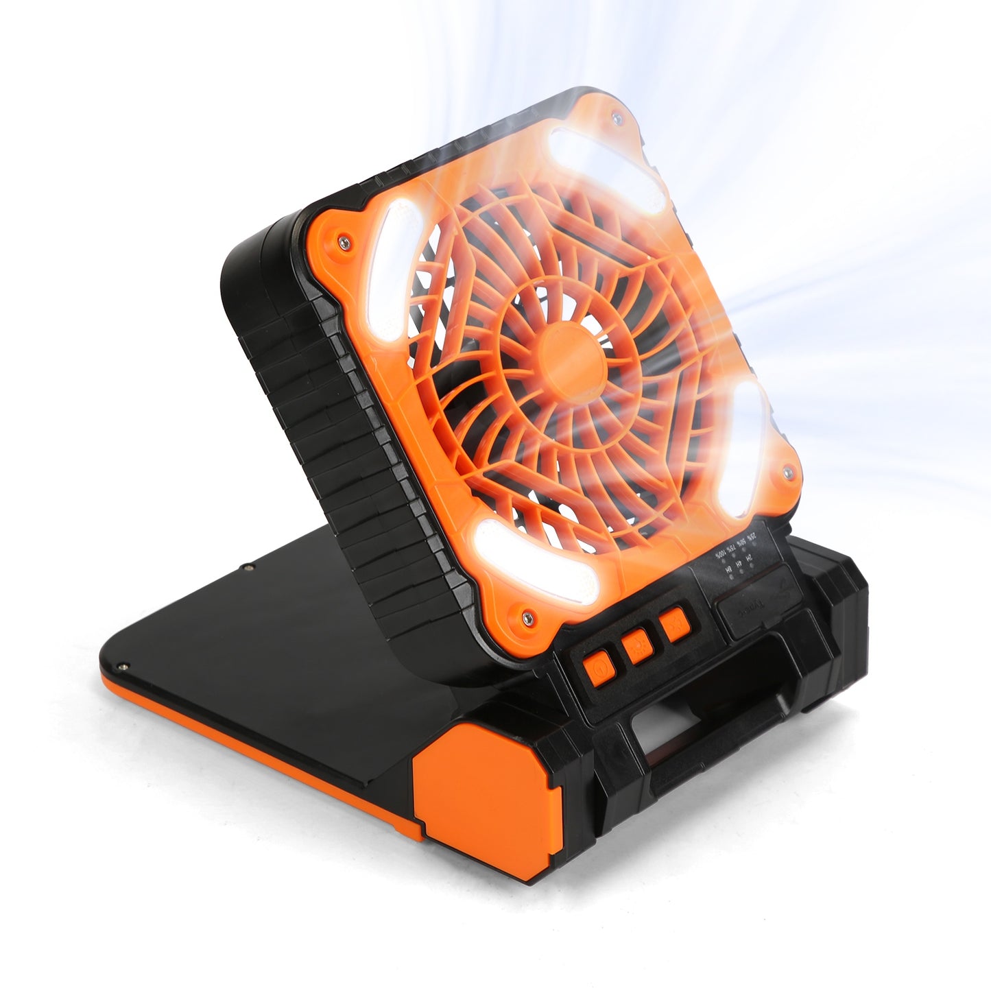 Web Based Solar Camping Fan With LED Lantern 5200mAh Rechargeable Battery Operated Portable Fan With Emergency Power Bank 4 Wind Speeds 3 Light Modes 3 Timers For Hiking Fishing Travel