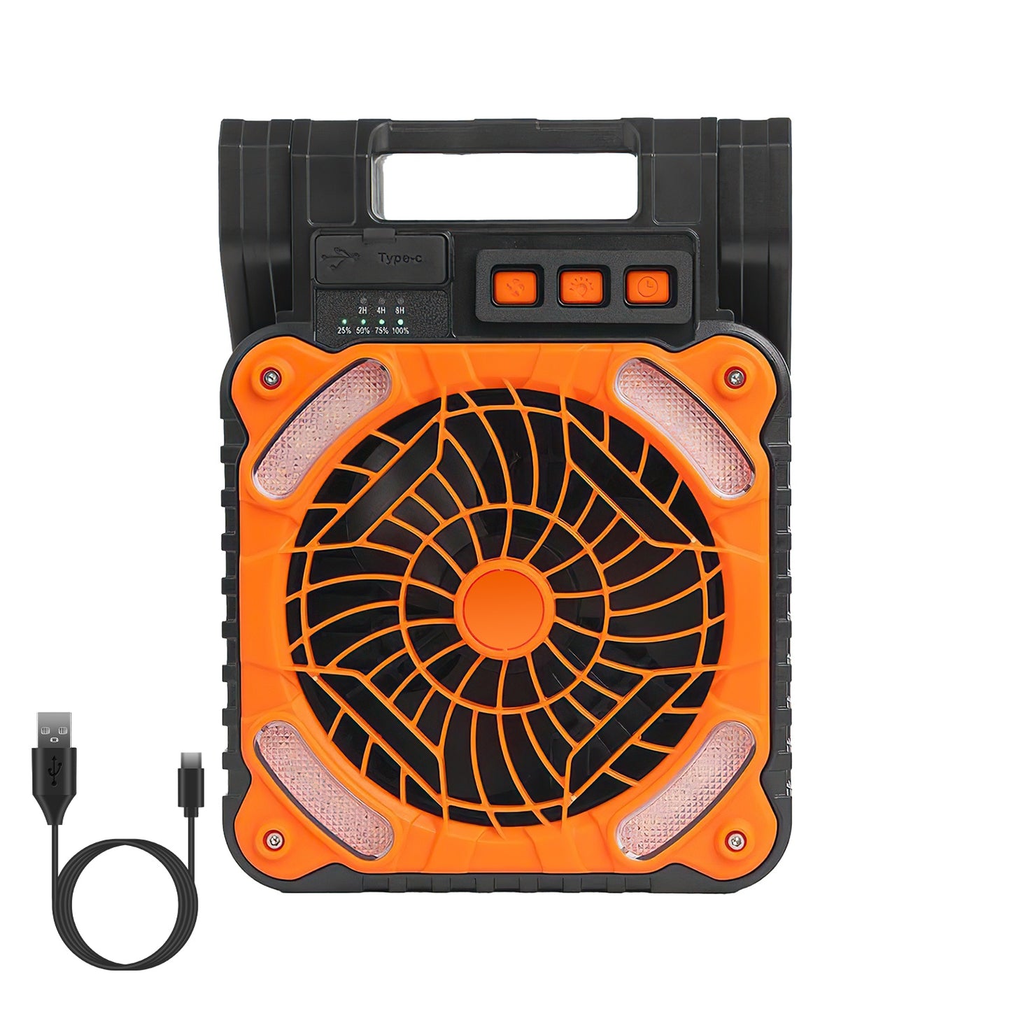 Web Based Solar Camping Fan With LED Lantern 5200mAh Rechargeable Battery Operated Portable Fan With Emergency Power Bank 4 Wind Speeds 3 Light Modes 3 Timers For Hiking Fishing Travel