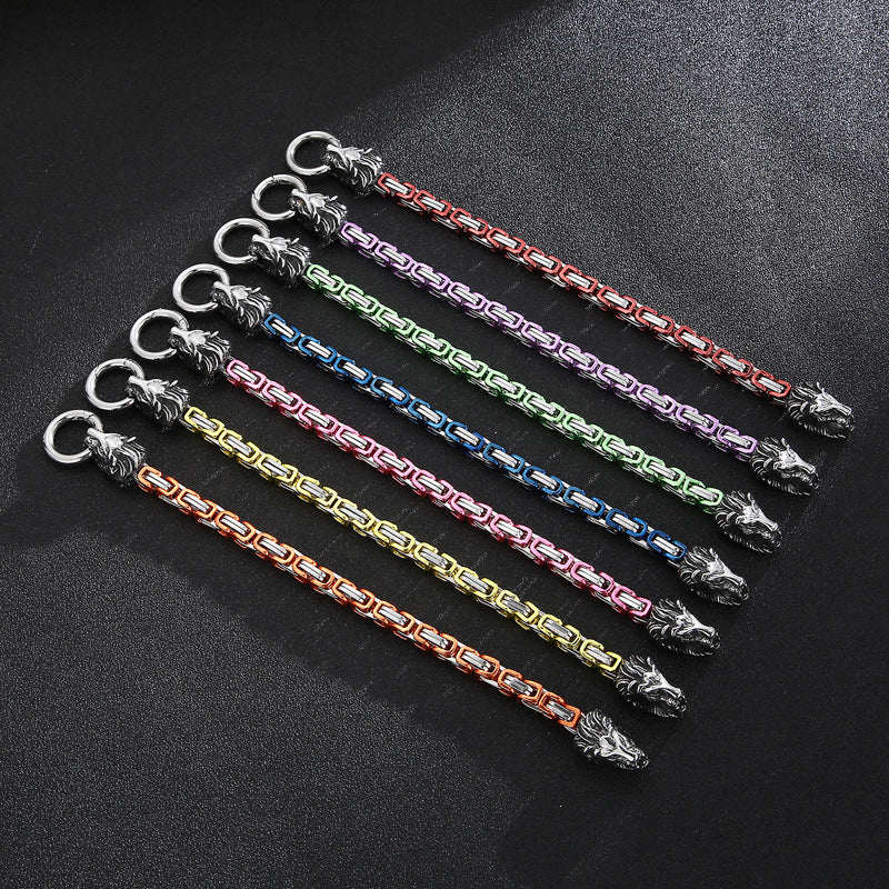 Web Based Domineering Lion Head King Chain Titanium Steel Men's Bracelet