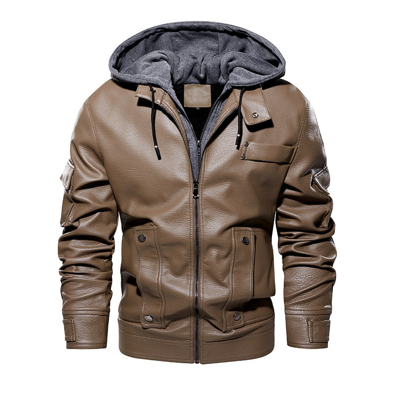 Webbased Men's US Size Leather Coat Fashionable Warm