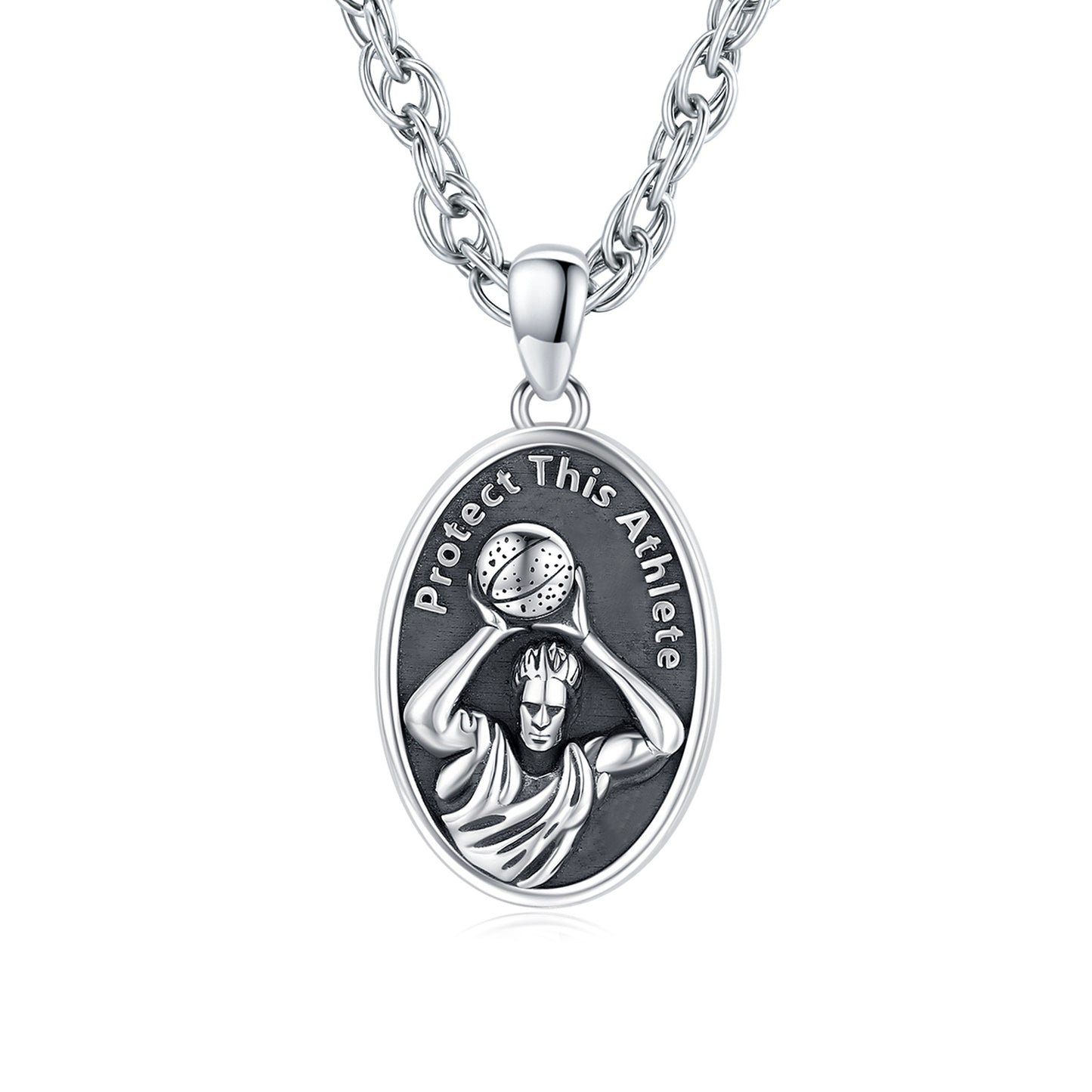 Web Based Basketball Athlete Pendant Necklace in 925 Sterling Silver