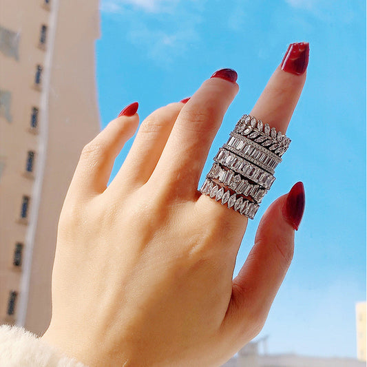 Web Based Women's Zircon Marquise Full Diamond Ring