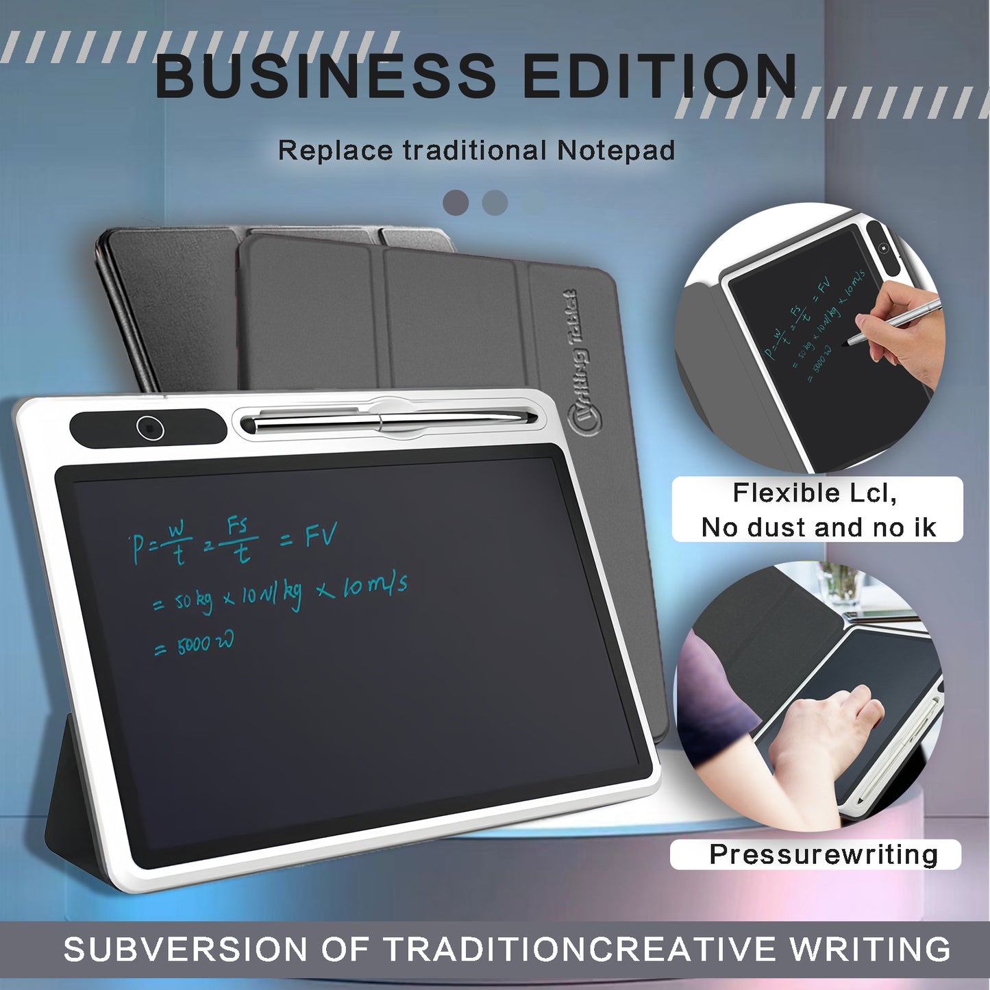 Web Based Eye-Friendly Blue-Light Free LCD Writing Tablet, Flip Case Stand Design, One-Clear Erase Portable Paperless Board For Kids Learning & Office Draft