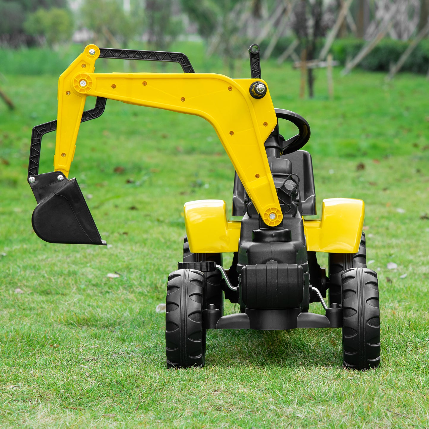 Web Based Kids Ride On Excavator, Pedal Digger, Construction Truck with Horn for Kids and Toddlers 3+, Yellow