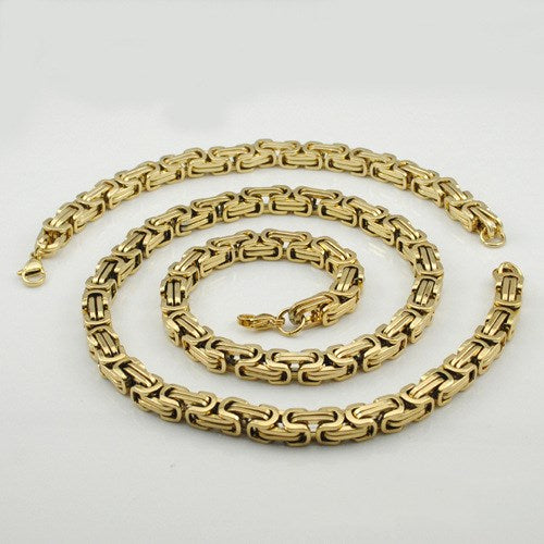 Web Based Men's stainless steel necklace and bracelet set