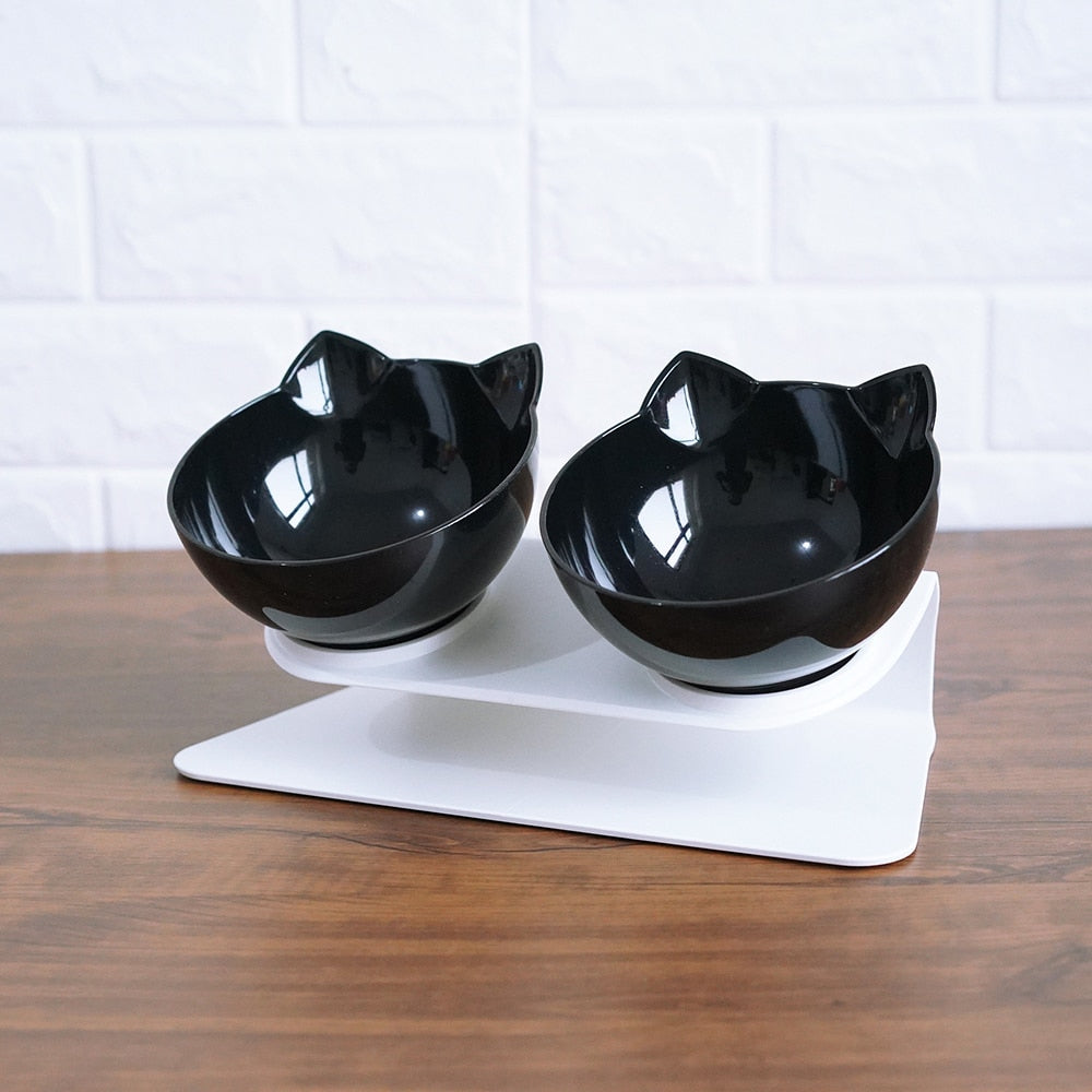 Web Based Cat Double Bowl Cat Food Bowl Protects Cervical Vertebra