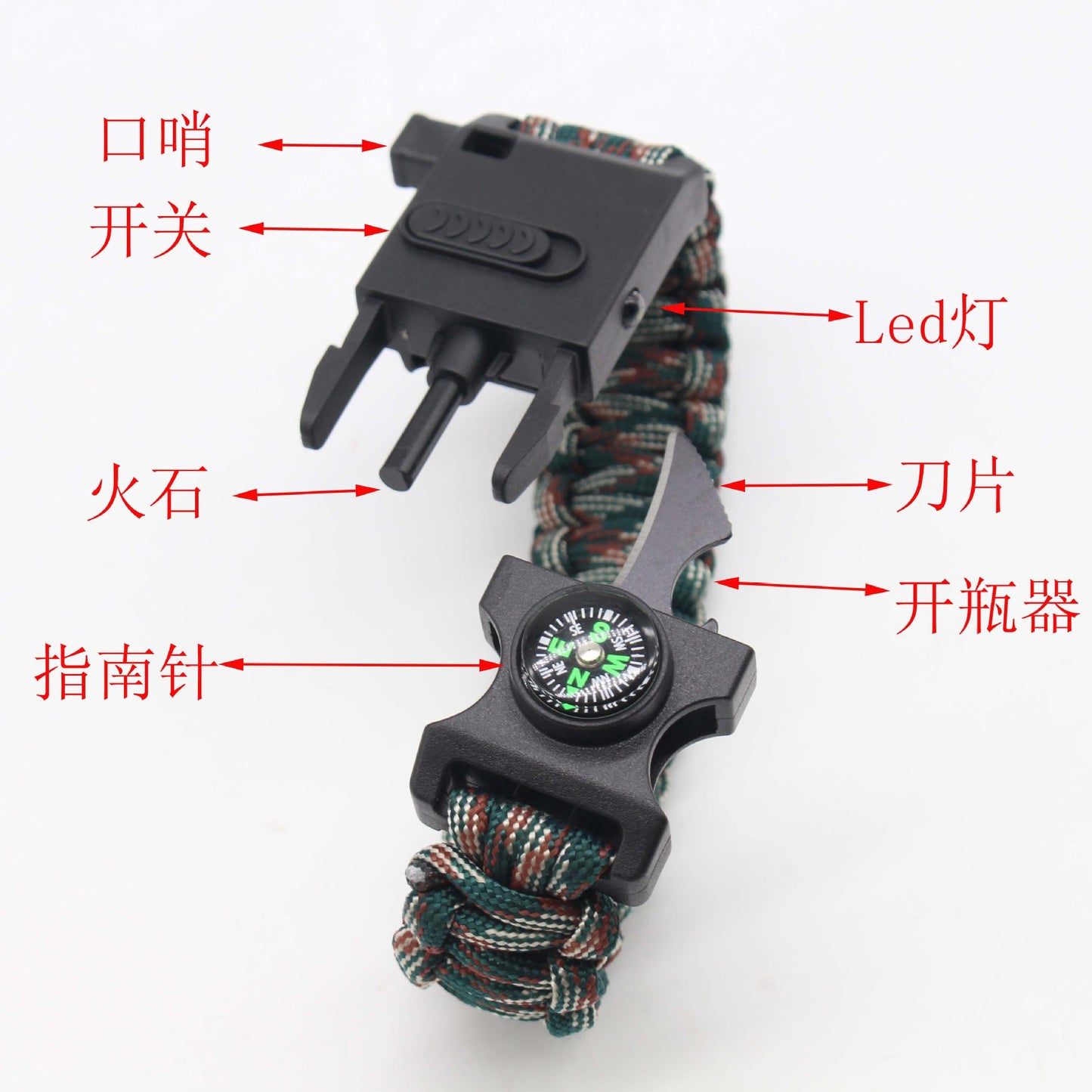 Web Based Outdoor Multifunctional Paracord Bracelet Ligh