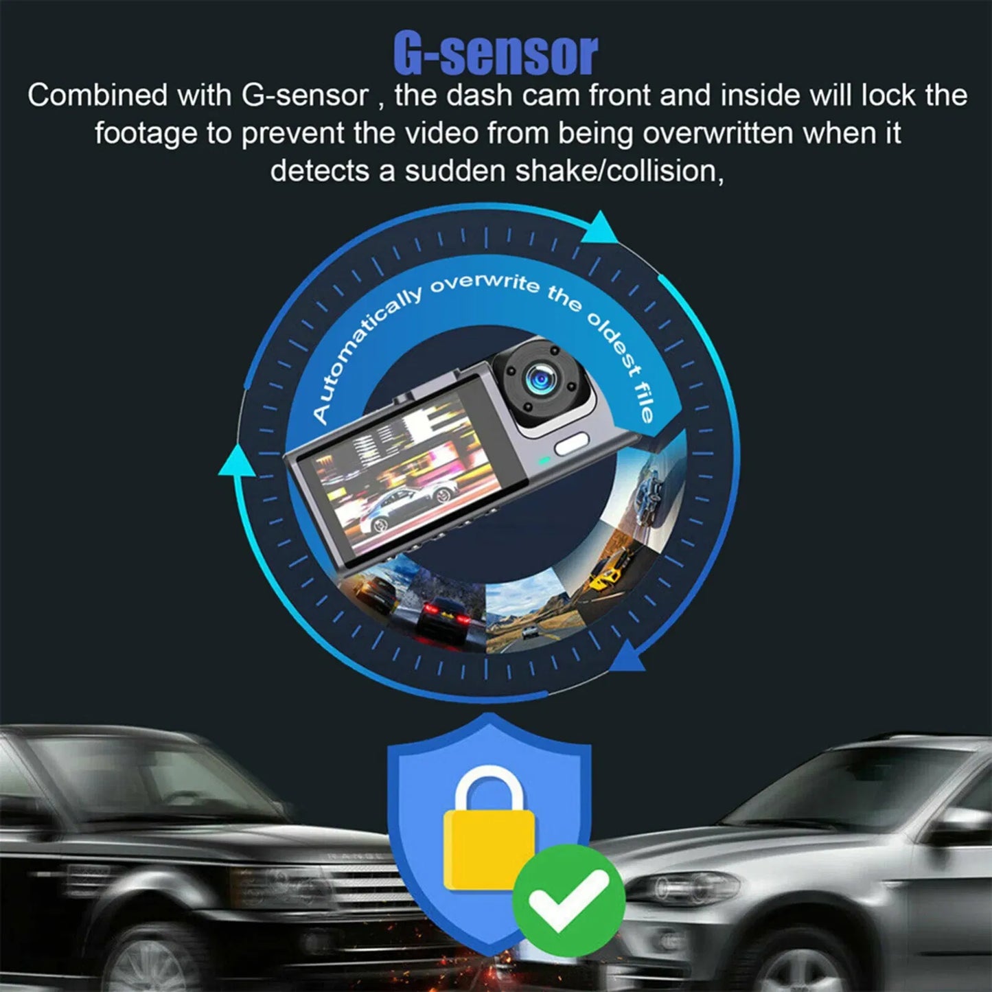 Web Based Car Dual Lens Dash Cam HD 1080P Front Rear Inside Video Recorder Camera G-Sensor