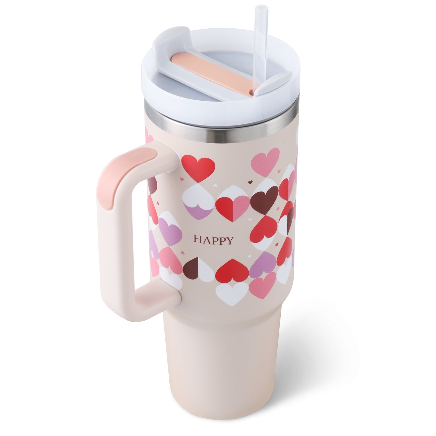 Web Based 40 Oz Tumbler With Handle Straw Insulated, Stainless Steel Spill Proof Vacuum Coffee Cup Tumbler With Lid Tapered Mug Gifts For Valentine Lover Suitable For Car Gym Office Travel