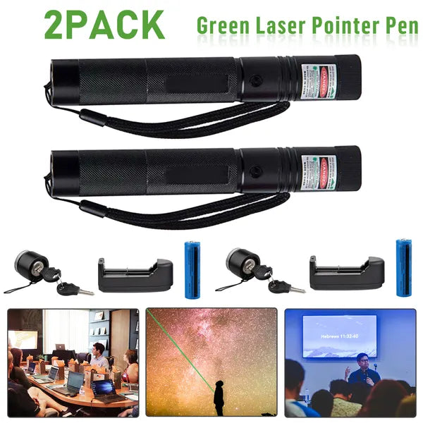 Web Based 2 Pack-Rechargeable 532nm Visible Beam Light Laser Green Laser Pointer Pen - Battery - Charger Set-Logistics Only For USPS. TK And TMEU Only For Self-pickup