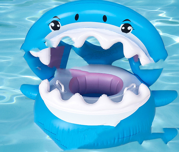 Web Based Inflatable Swimming Ring For Kids With Awning Shark Seat Ring Baby Float For Swimming Pool Toys Seat Removable Water Ring