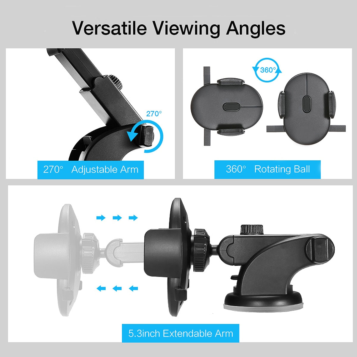 Web Based Car Phone Holder Long Rod Telescopic Car Dashboard Suction Cup Type