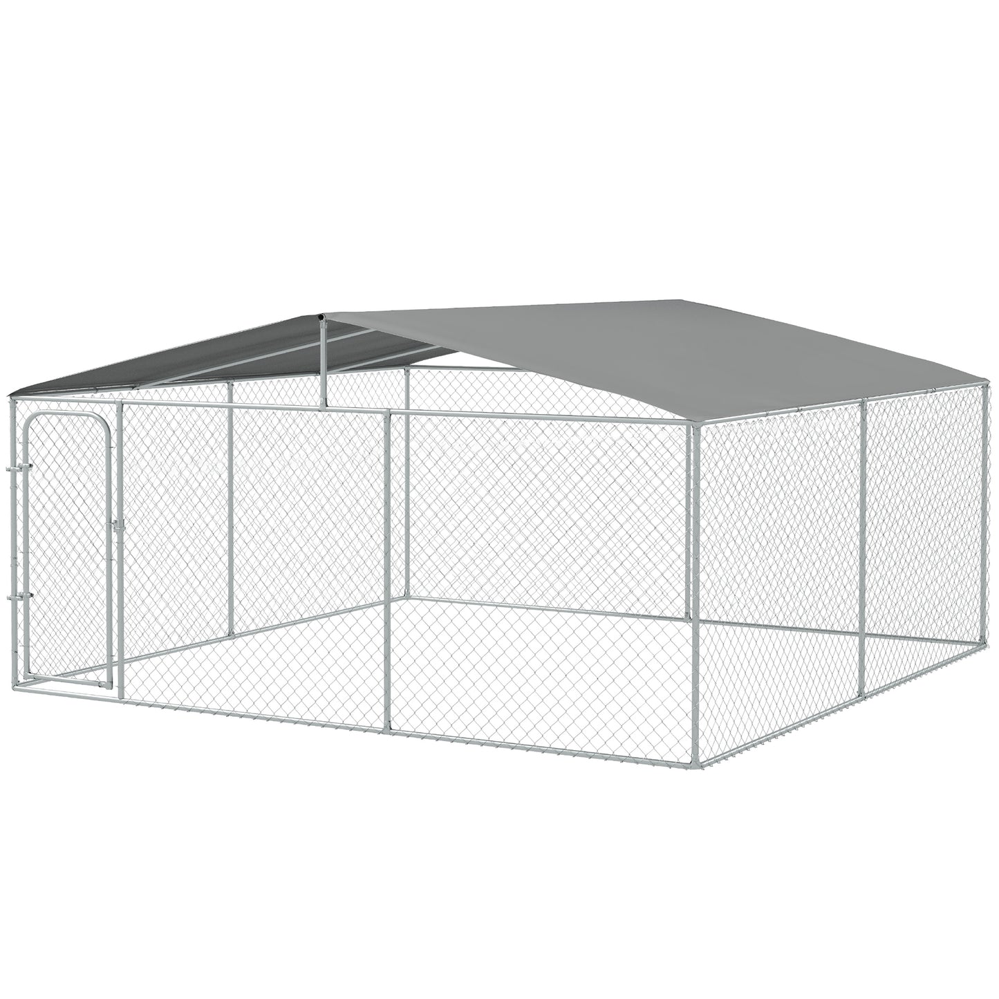 Web Based 15x15 Dog Kennel with Cover, Secure Outdoor Dog Fence, Galvanized Steel Frame for Backyard, Green