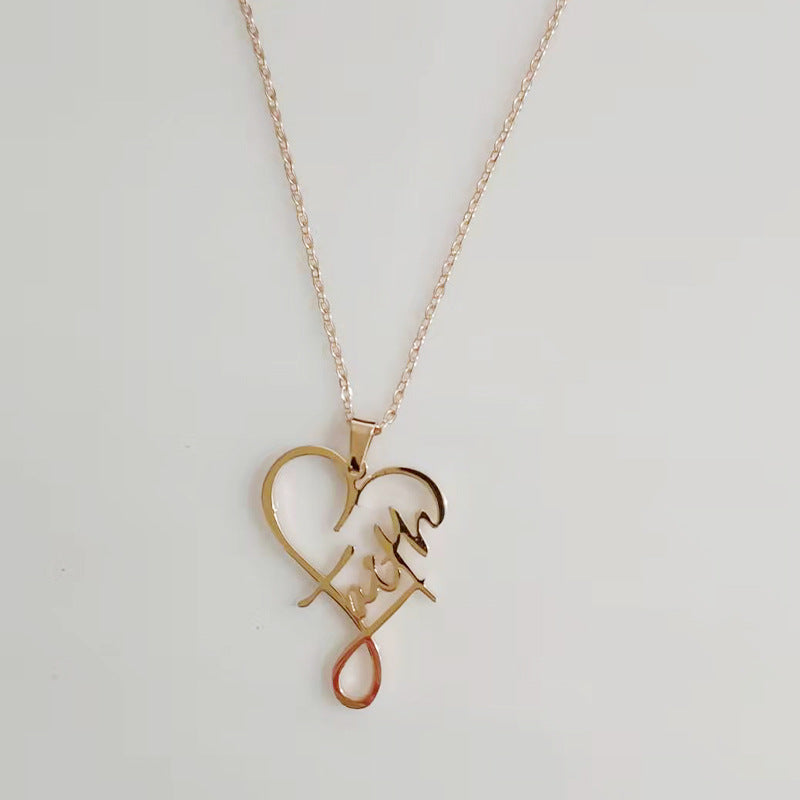 Web Based European And American Necklace Heart Of Faith Pendant