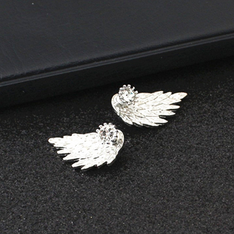 Web Based Zircon daisy flower back hanging earrings