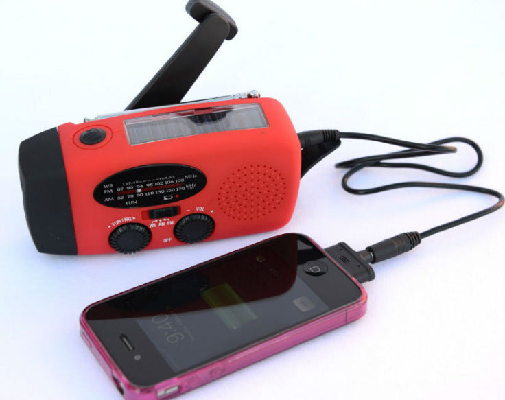 Web Based Solar hand crank USB charging radio flashlight
